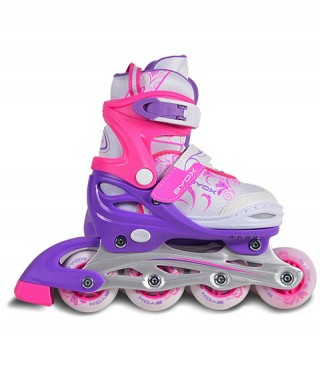 Verstellbare Rollschuhe 2 in 1 DOUBLE 34-37 - Pink