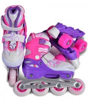 Verstellbare Rollschuhe 2 in 1 DOUBLE 34-37 - Pink